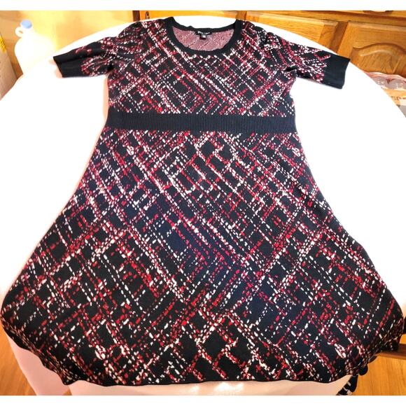 Womens Sweater Dress XL P Knit Black Red A Line Grandma Career Church Modest - Picture 4 of 7